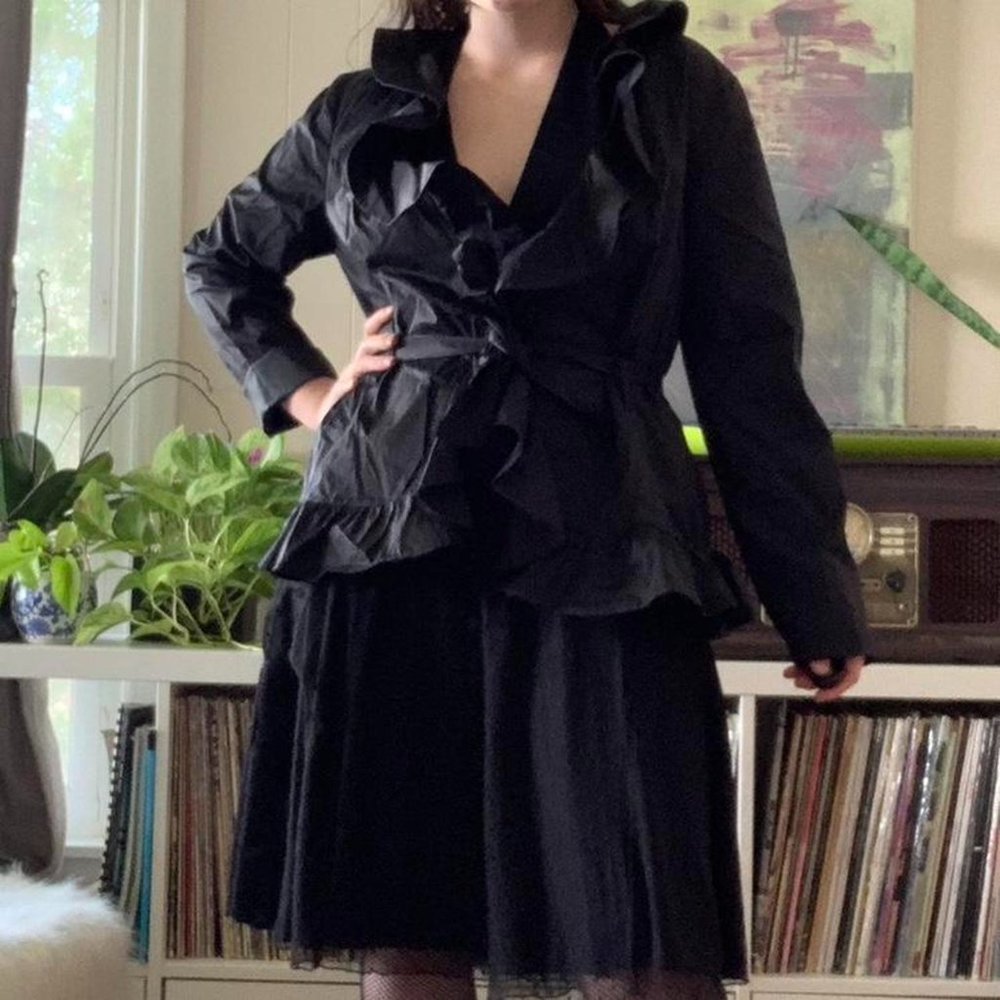 Black Belted Ruffle Jacket